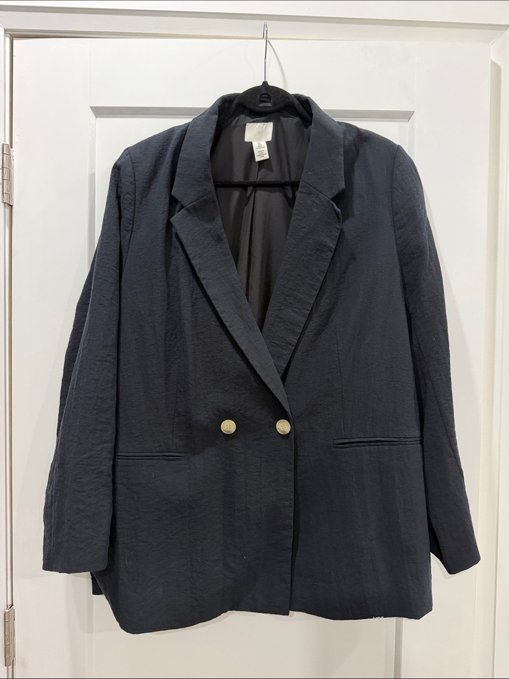 Women's Double-Breasted Black Blazer Jacket h&M size L